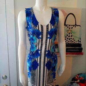Gorgeous Blue, black and white Dress NWT (Medium)